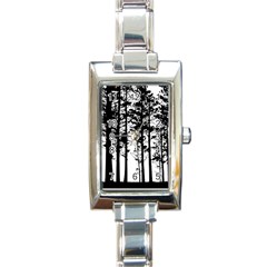 Trees Forest Woods Woodland Trunk Rectangle Italian Charm Watch by Jancukart