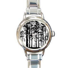 Trees Forest Woods Woodland Trunk Round Italian Charm Watch