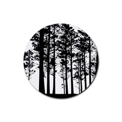 Trees Forest Woods Woodland Trunk Rubber Coaster (round)