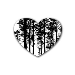 Trees Forest Woods Woodland Trunk Rubber Coaster (heart)