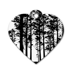 Trees Forest Woods Woodland Trunk Dog Tag Heart (one Side)