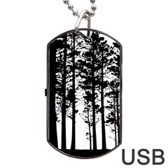 Trees Forest Woods Woodland Trunk Dog Tag Usb Flash (one Side)