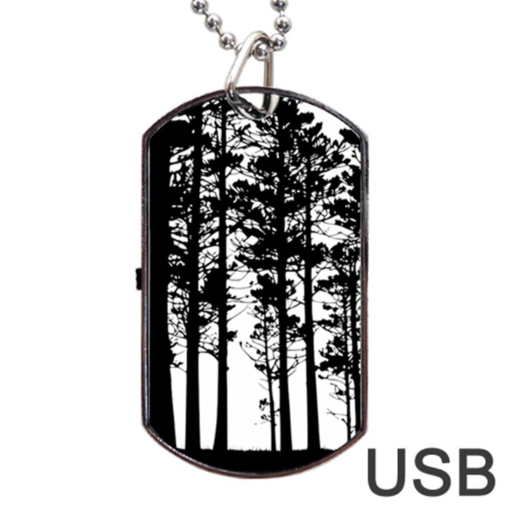 Trees Forest Woods Woodland Trunk Dog Tag USB Flash (Two Sides)