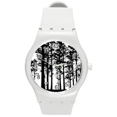 Trees Forest Woods Woodland Trunk Round Plastic Sport Watch (m)