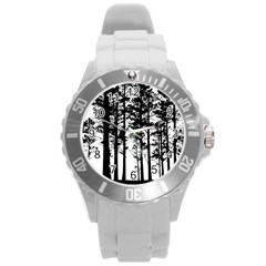 Trees Forest Woods Woodland Trunk Round Plastic Sport Watch (l)