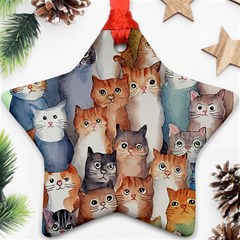 Cats Watercolor Pet Animal Mammal Ornament (star)