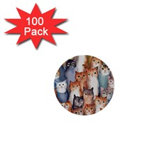 Cats Watercolor Pet Animal Mammal 1  Mini Buttons (100 Pack) 