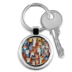 Cats Watercolor Pet Animal Mammal Key Chain (round)