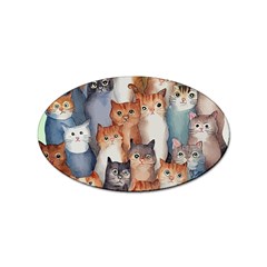 Cats Watercolor Pet Animal Mammal Sticker (oval) by Jancukart