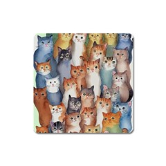 Cats Watercolor Pet Animal Mammal Square Magnet