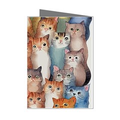 Cats Watercolor Pet Animal Mammal Mini Greeting Cards (pkg Of 8)