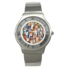 Cats Watercolor Pet Animal Mammal Stainless Steel Watch