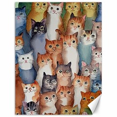 Cats Watercolor Pet Animal Mammal Canvas 12  X 16  by Jancukart