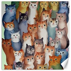 Cats Watercolor Pet Animal Mammal Canvas 16  X 16 