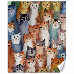 Cats Watercolor Pet Animal Mammal Canvas 16  X 20 