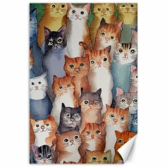 Cats Watercolor Pet Animal Mammal Canvas 24  X 36 