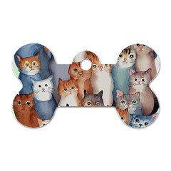 Cats Watercolor Pet Animal Mammal Dog Tag Bone (one Side)