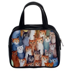 Cats Watercolor Pet Animal Mammal Classic Handbag (two Sides) by Jancukart