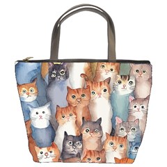 Cats Watercolor Pet Animal Mammal Bucket Bag