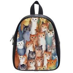 Cats Watercolor Pet Animal Mammal School Bag (small)