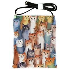 Cats Watercolor Pet Animal Mammal Shoulder Sling Bag