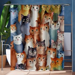 Cats Watercolor Pet Animal Mammal Shower Curtain 60  X 72  (medium) 