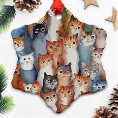 Cats Watercolor Pet Animal Mammal Snowflake Ornament (two Sides)