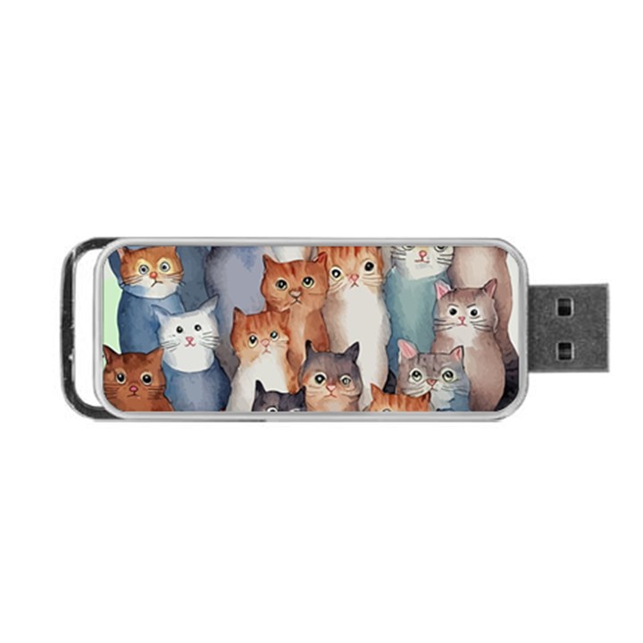 Cats Watercolor Pet Animal Mammal Portable USB Flash (One Side)