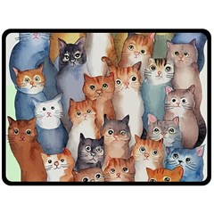 Cats Watercolor Pet Animal Mammal Two Sides Fleece Blanket (large) by Jancukart