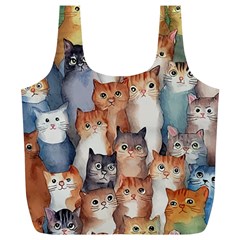 Cats Watercolor Pet Animal Mammal Full Print Recycle Bag (xl) by Jancukart