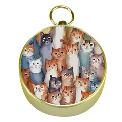 Cats Watercolor Pet Animal Mammal Gold Compasses