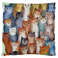 Cats Watercolor Pet Animal Mammal Large Premium Plush Fleece Cushion Case (one Side)