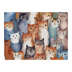 Cats Watercolor Pet Animal Mammal Two Sides Premium Plush Fleece Blanket (mini)