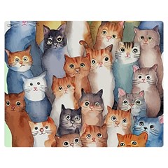 Cats Watercolor Pet Animal Mammal Two Sides Premium Plush Fleece Blanket (medium) by Jancukart