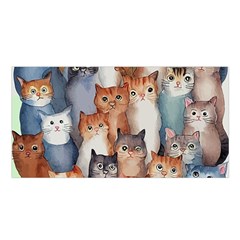 Cats Watercolor Pet Animal Mammal Satin Shawl 45  X 80 