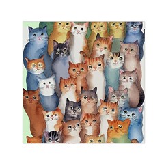 Cats Watercolor Pet Animal Mammal Square Satin Scarf (30  X 30 )