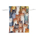 Cats Watercolor Pet Animal Mammal Lightweight Drawstring Pouch (S) Front