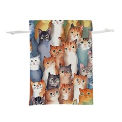 Cats Watercolor Pet Animal Mammal Lightweight Drawstring Pouch (l) by Jancukart