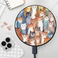 Cats Watercolor Pet Animal Mammal Wireless Fast Charger(black) by Jancukart