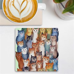 Cats Watercolor Pet Animal Mammal Uv Print Square Tile Coaster  by Jancukart