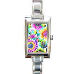 Flower Floral Flora Dais Rose Rectangle Italian Charm Watch