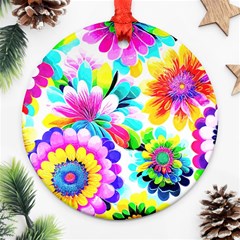 Flower Floral Flora Dais Rose Round Ornament (two Sides)