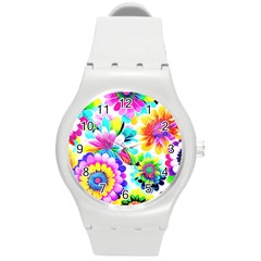 Flower Floral Flora Dais Rose Round Plastic Sport Watch (m)