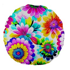 Flower Floral Flora Dais Rose Large 18  Premium Round Cushions