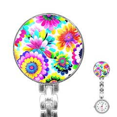 Flower Floral Flora Dais Rose Stainless Steel Nurses Watch