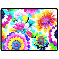 Flower Floral Flora Dais Rose Two Sides Fleece Blanket (large)