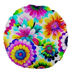 Flower Floral Flora Dais Rose Large 18  Premium Flano Round Cushions