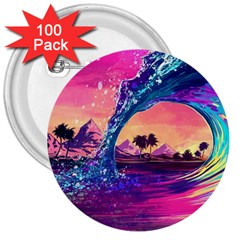 Retro Wave Ocean 3  Buttons (100 Pack)  by Semog4