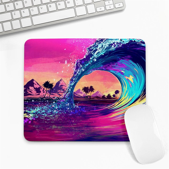 Retro Wave Ocean Large Mousepad