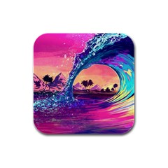 Retro Wave Ocean Rubber Square Coaster (4 Pack) by Semog4